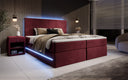 Boxspringbett Voyage s LED osvetlením a úložným priestorom, potiahnuté zamatom
