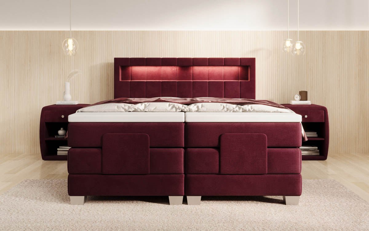 Boxspringbett Ardena Samt elektrisch verstellbar s LED
