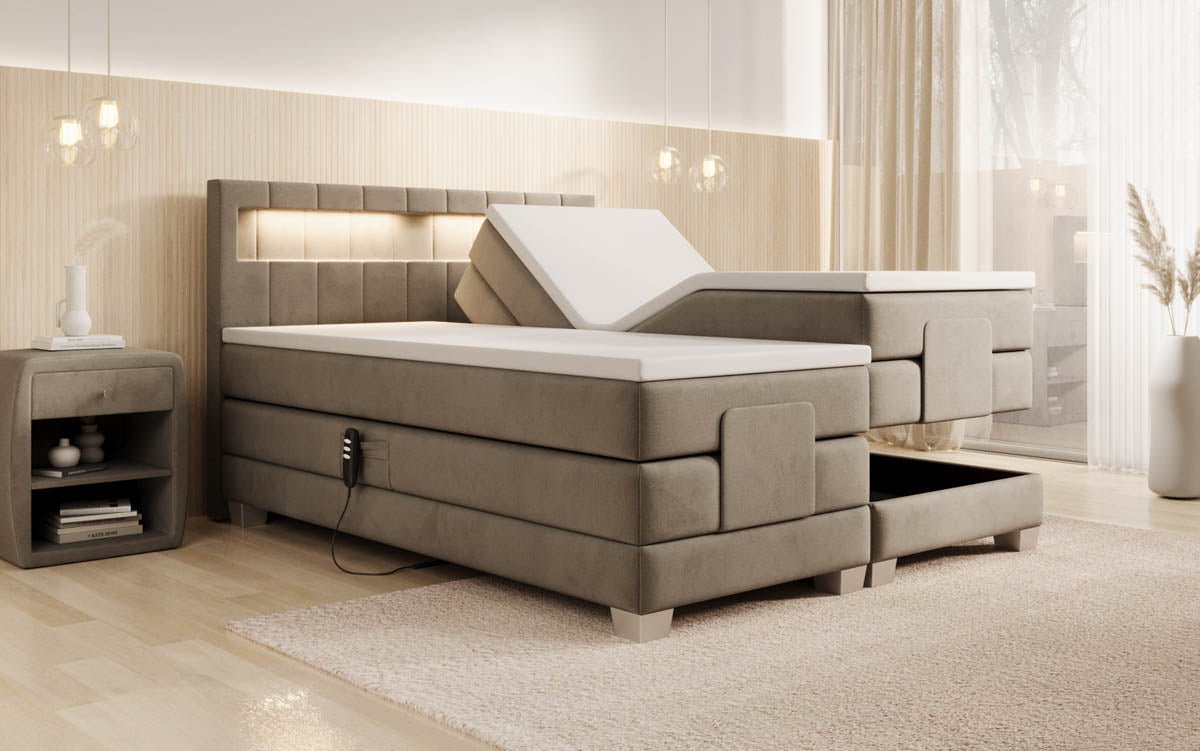Boxspringbett Ardena Samt elektrisch verstellbar s LED