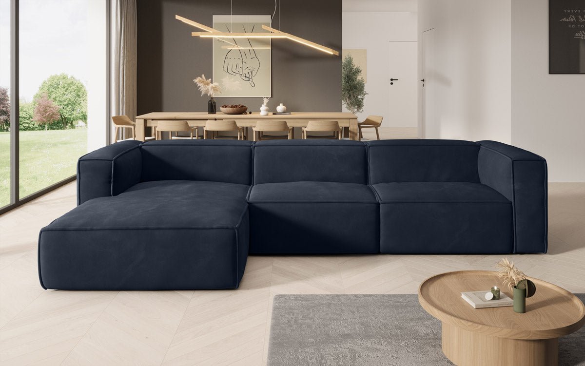Dizajnová pohovka Comfy L v zamatovom prevedení