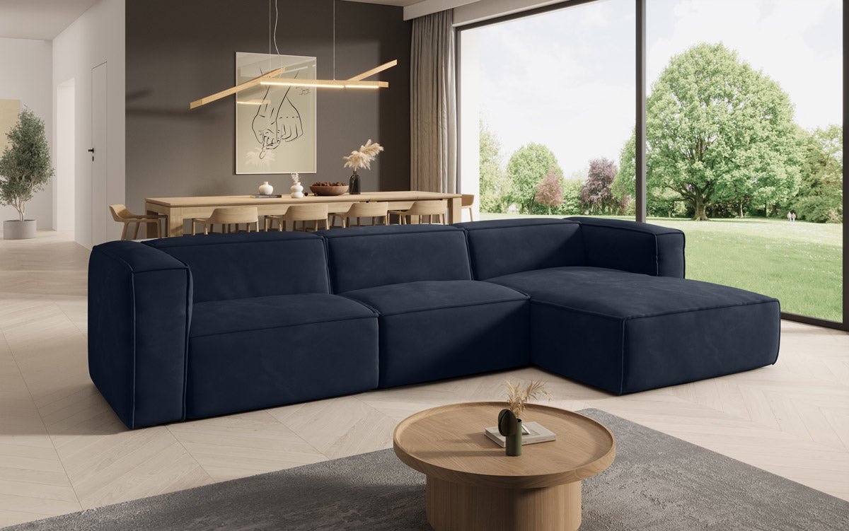 Dizajnová pohovka Comfy L v zamatovom prevedení