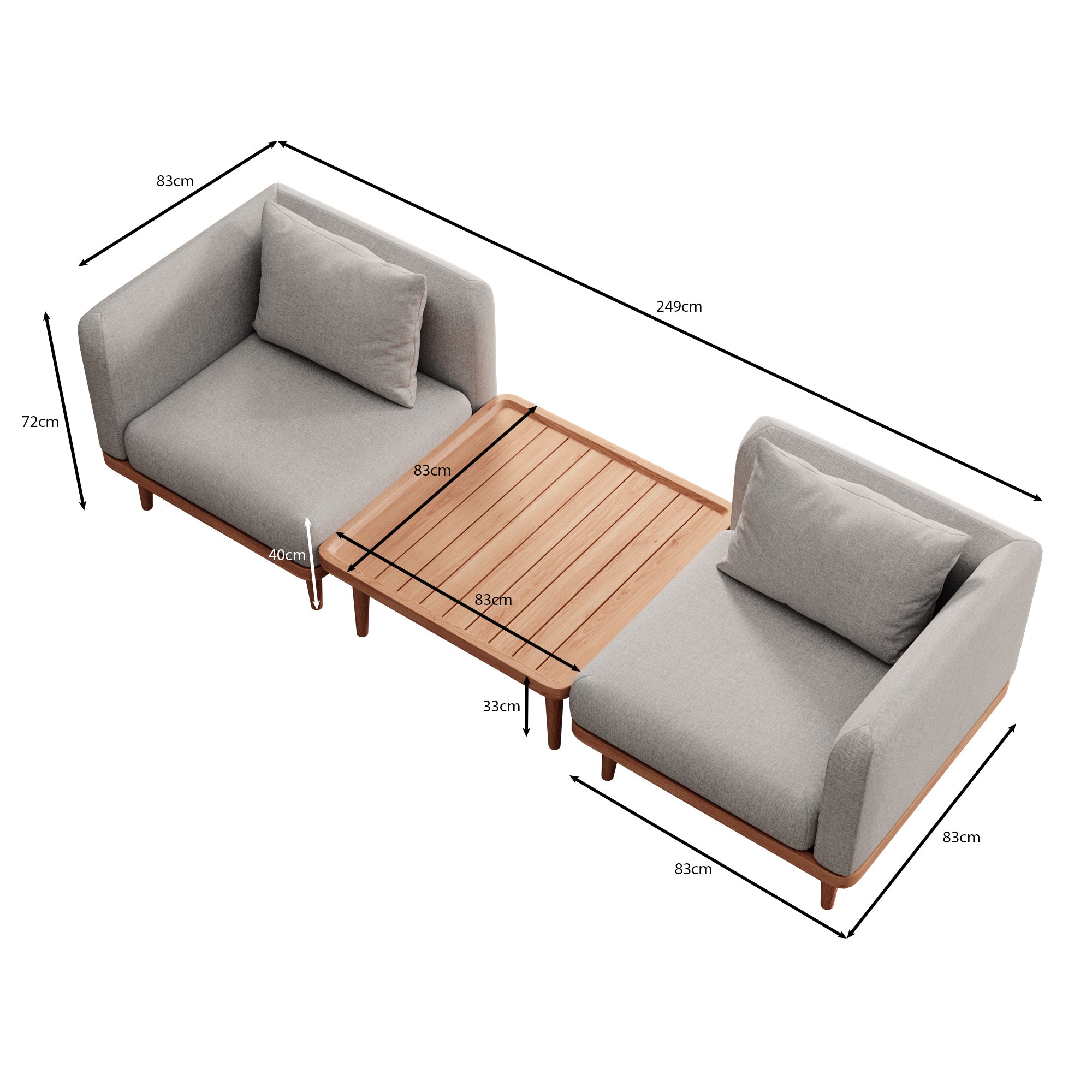 Nouri – 2 moduly na sedenie a stôl | Kolekcia Aevora™