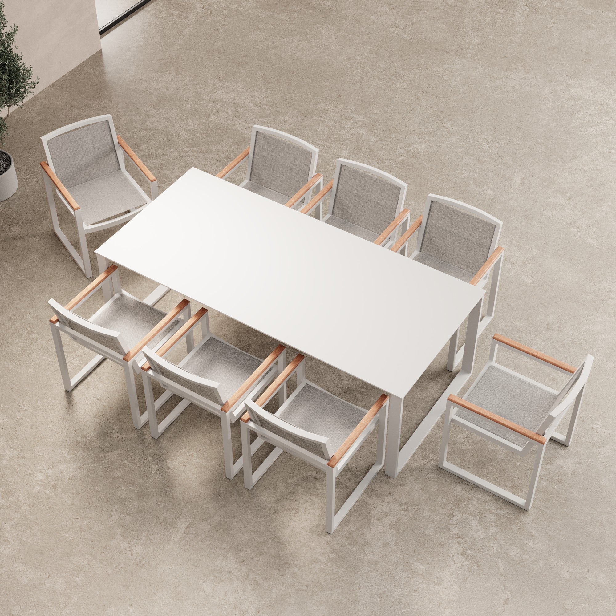 Vayla Dining – Esstisch-Set mit 8 Sesseln & Tisch in Betonoptik | Aevora™ Kollektion