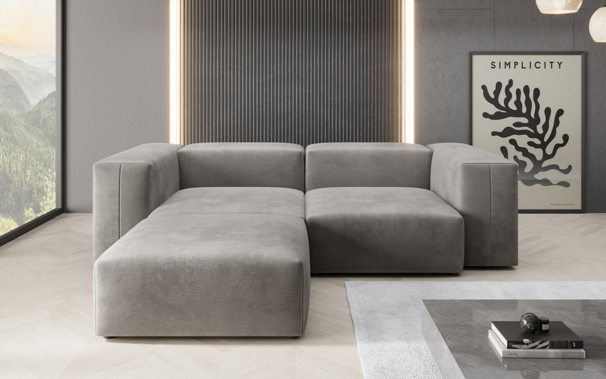 Dizajnérska pohovka L Snug Mini v zamatovom prevedení