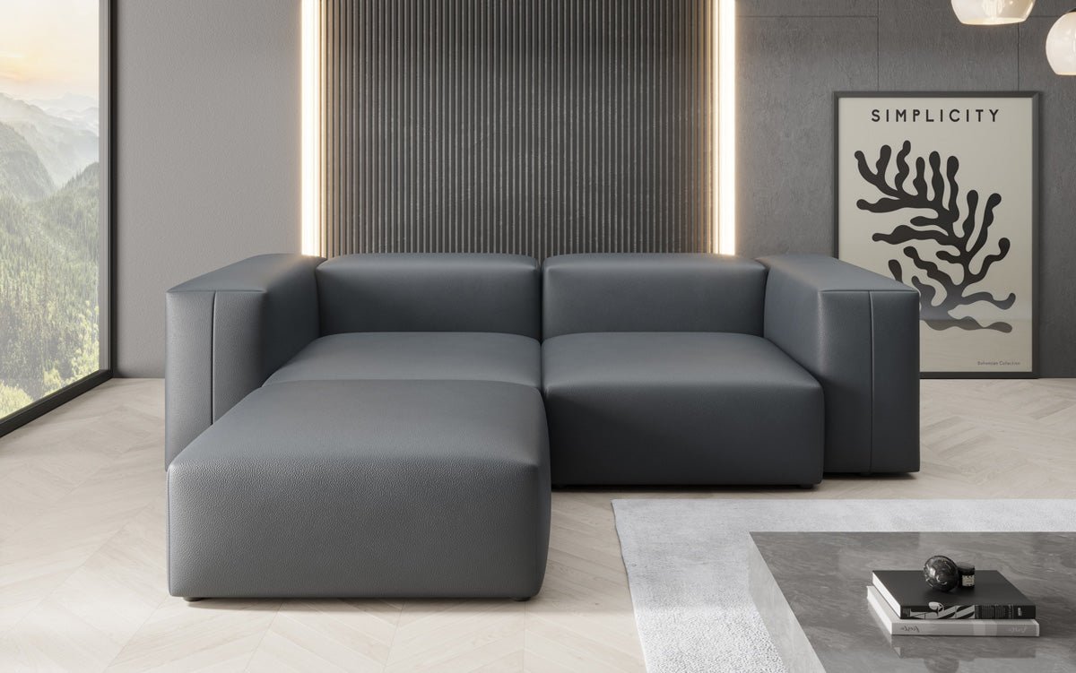 Dizajnérska L pohovka Snug Mini v pravom koži