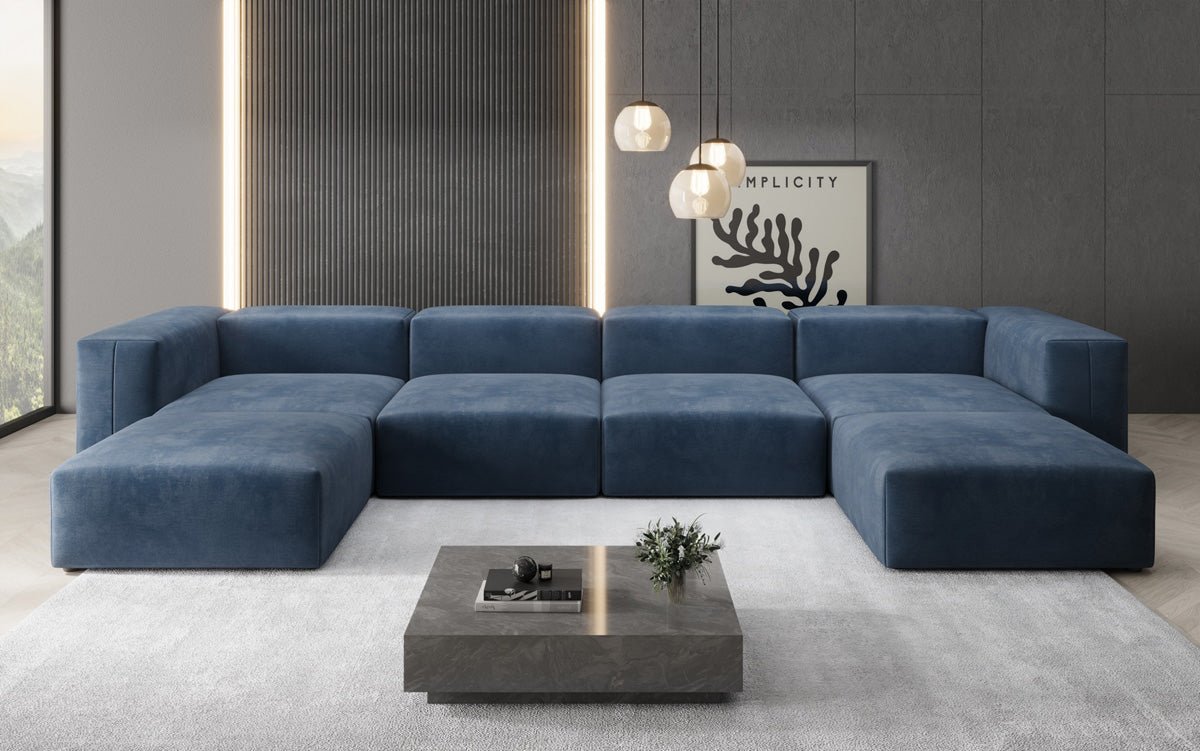 Dizajnérska pohovka U Sofa Snug v zamatovom prevedení