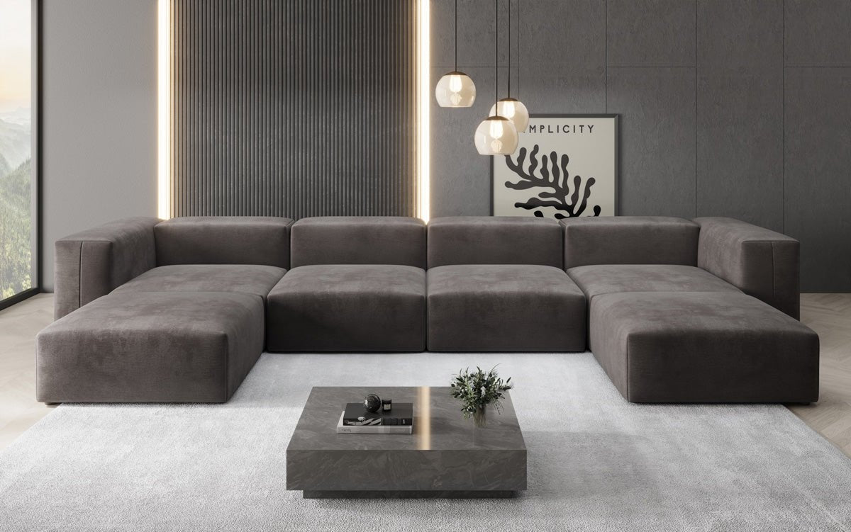Dizajnérska pohovka U Sofa Snug v zamatovom prevedení
