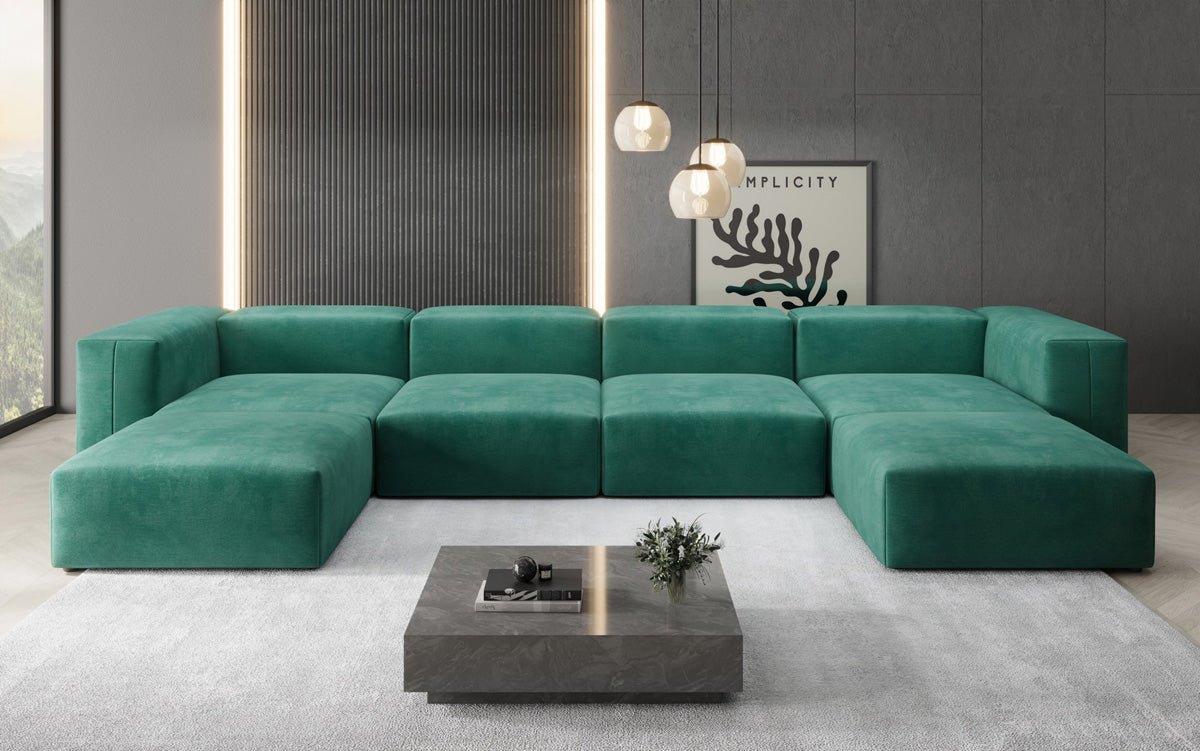 Dizajnérska pohovka U Sofa Snug v zamatovom prevedení