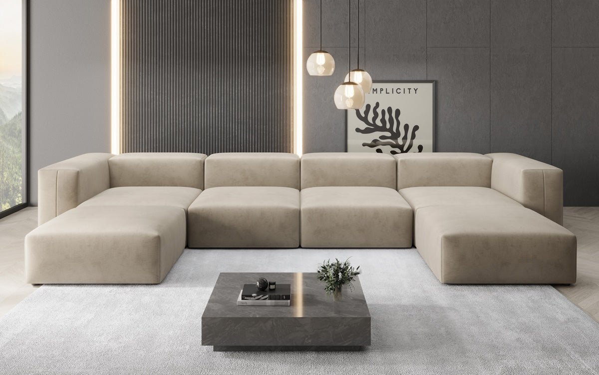 Dizajnérska pohovka U Sofa Snug v zamatovom prevedení