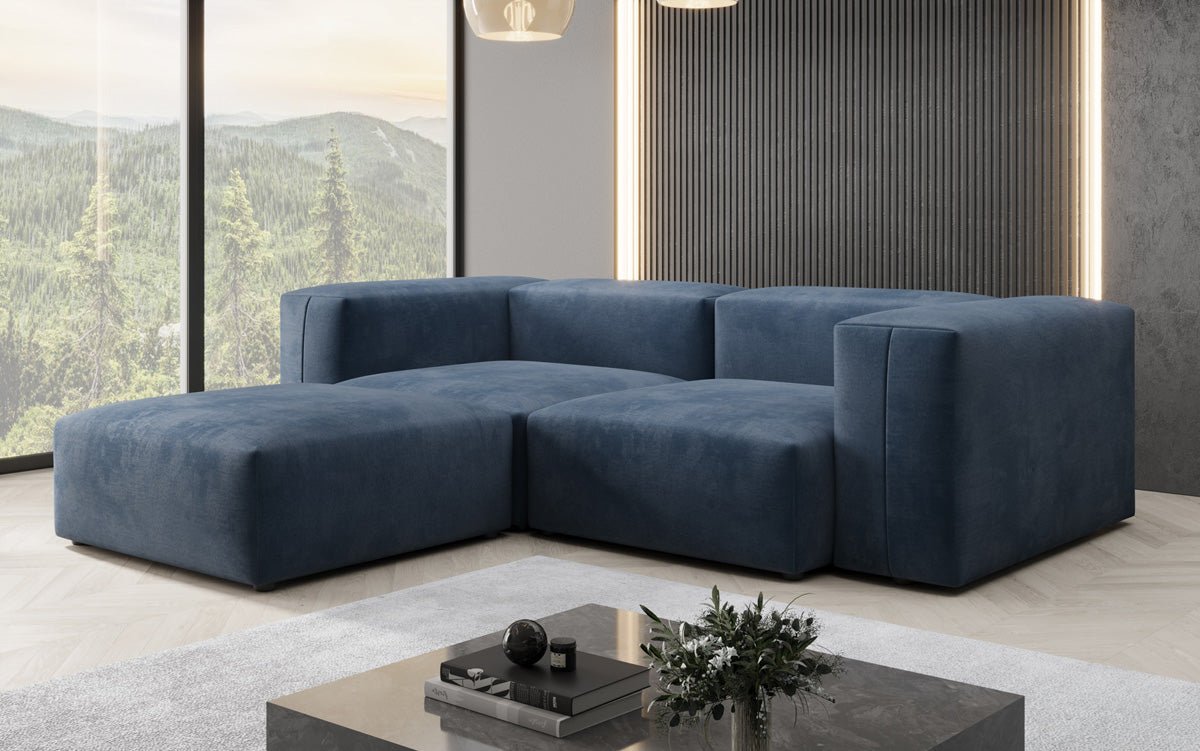 Dizajnérska pohovka L Snug Mini v zamatovom prevedení