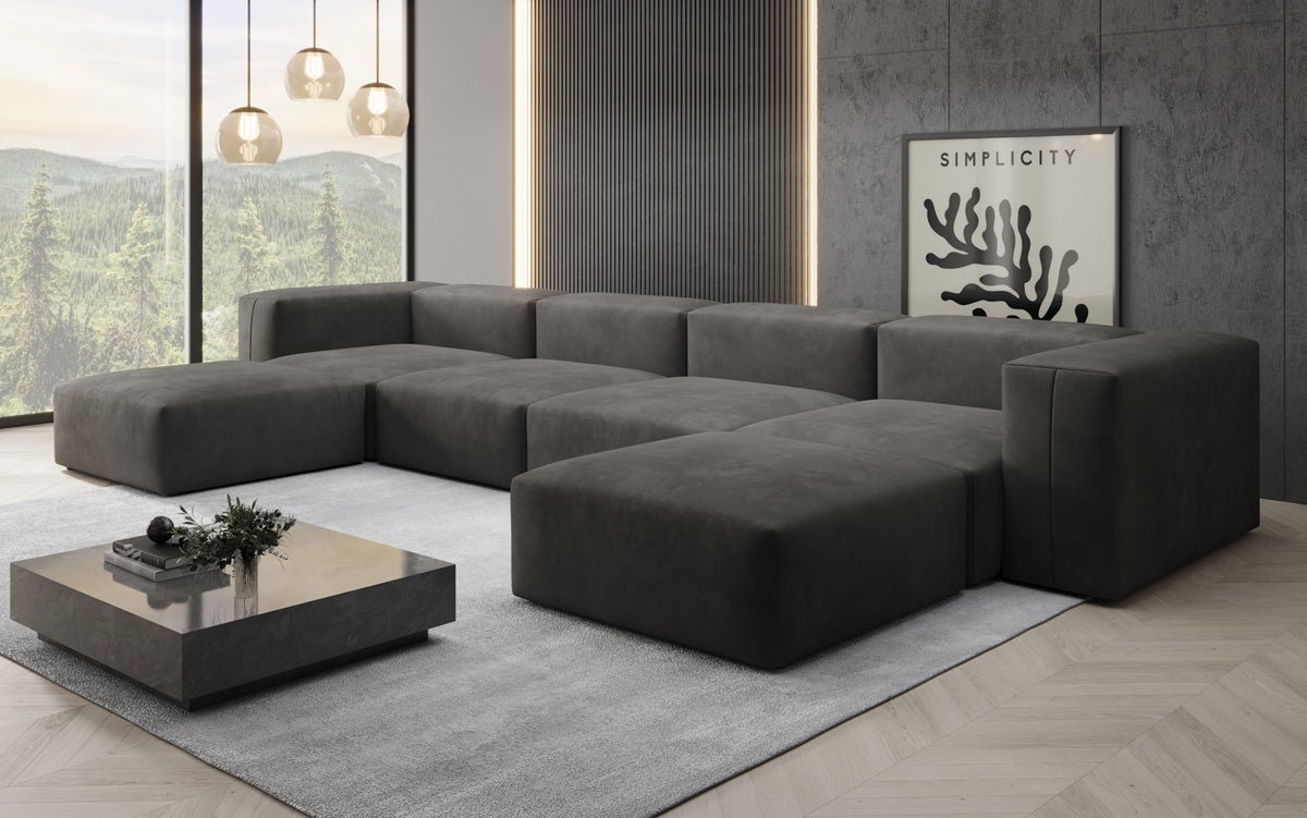 Dizajnérska pohovka U Sofa Snug v zamatovom prevedení