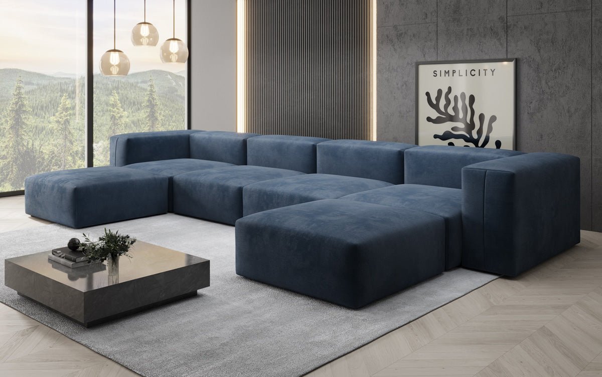 Dizajnérska pohovka U Sofa Snug v zamatovom prevedení