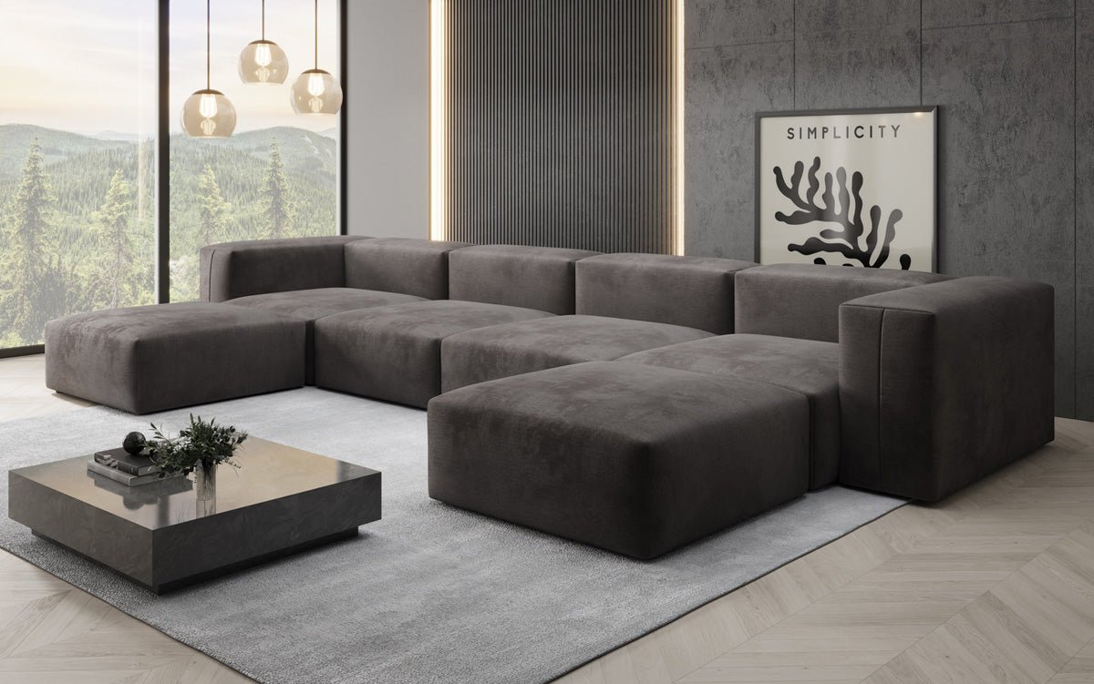 Dizajnérska pohovka U Sofa Snug v zamatovom prevedení