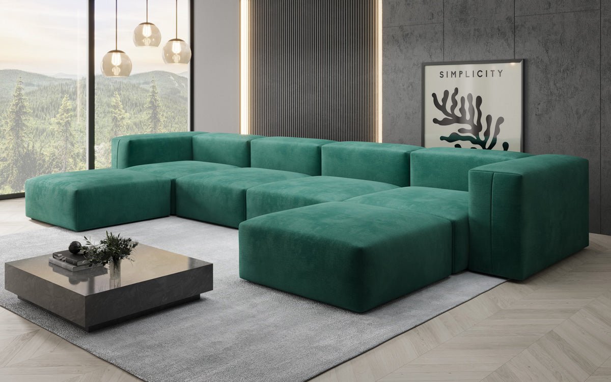 Dizajnérska pohovka U Sofa Snug v zamatovom prevedení