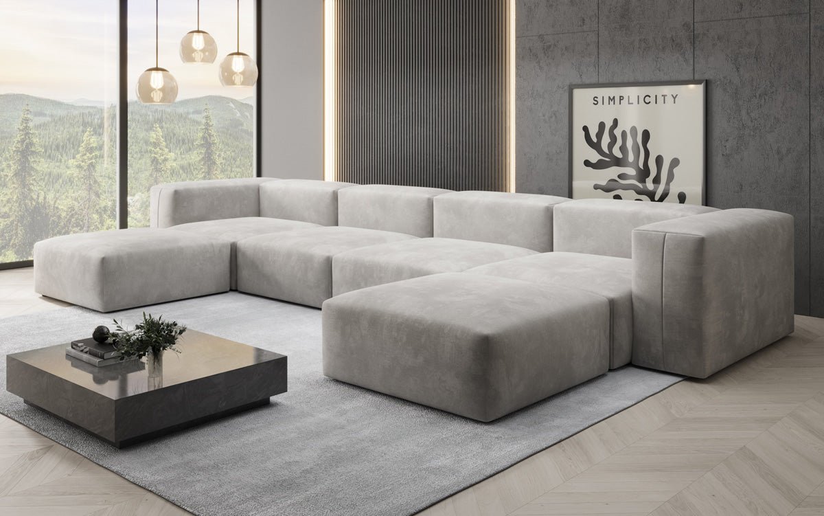 Dizajnérska pohovka U Sofa Snug v zamatovom prevedení
