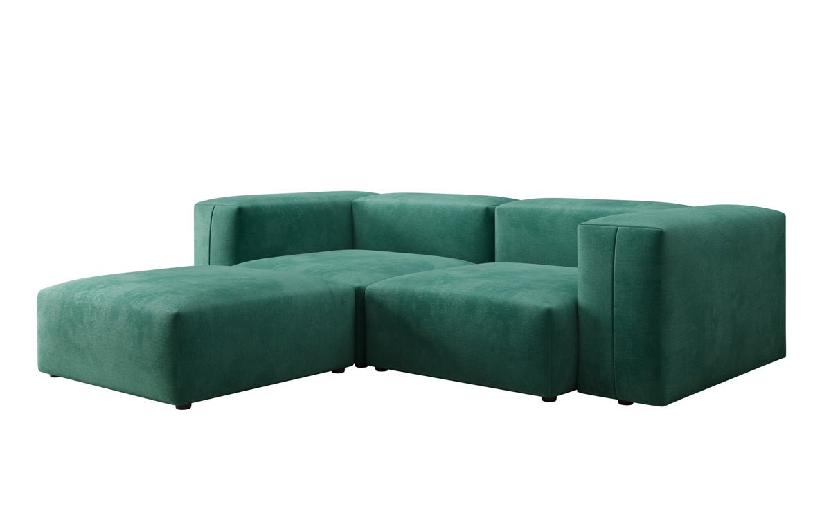 Dizajnérska pohovka L Snug Mini v zamatovom prevedení