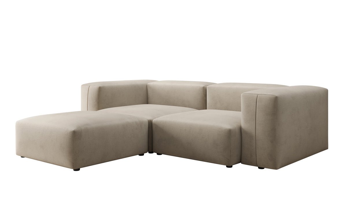 Dizajnérska pohovka L Snug Mini v zamatovom prevedení