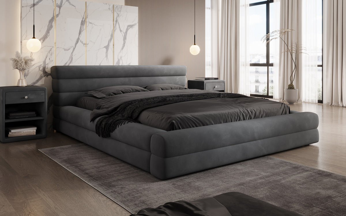 Designer Polsterbett Velana Samt mit Stauraum