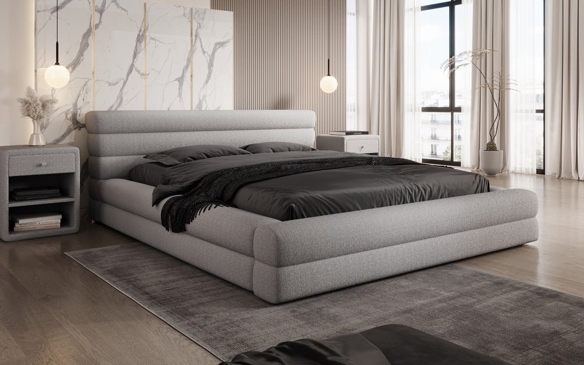 Designer Polsterbett Velana Bouclé mit Stauraum