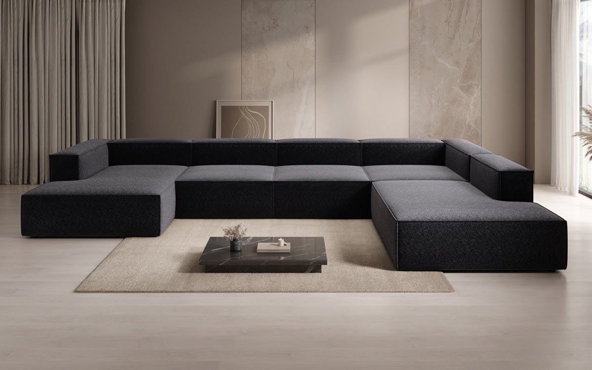 Dizajnová sedačka Lesley U XXL v štruktúrovanej látke