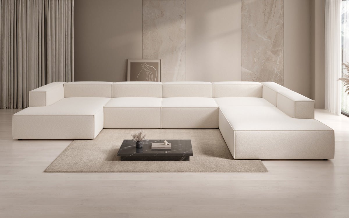 Dizajnová sedačka Lesley U XXL v štruktúrovanej látke