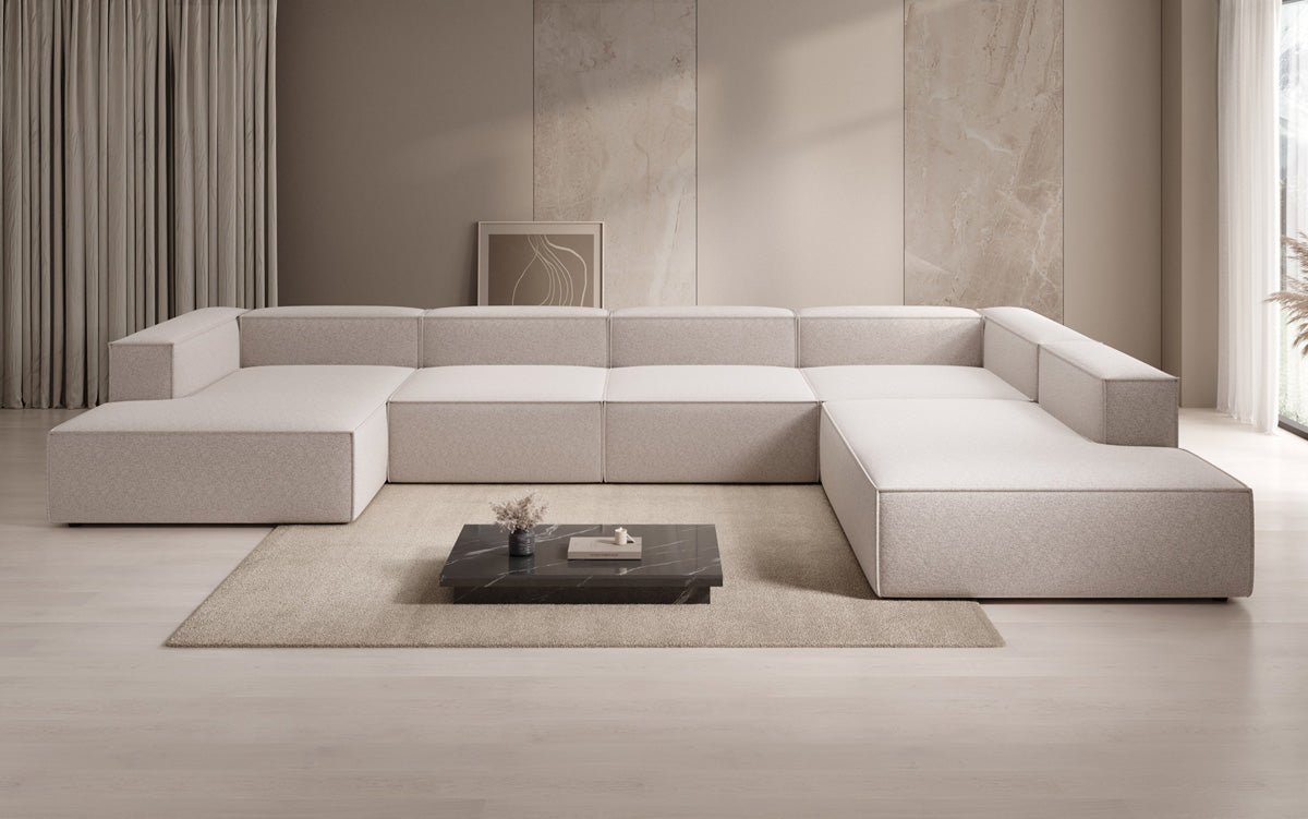 Dizajnová sedačka Lesley U XXL v štruktúrovanej látke