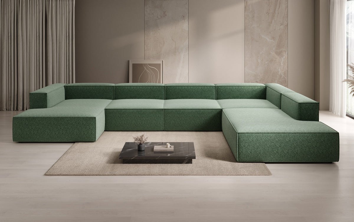 Dizajnová sedačka Lesley U XXL v štruktúrovanej látke