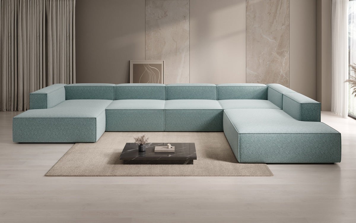 Dizajnová sedačka Lesley U XXL v štruktúrovanej látke