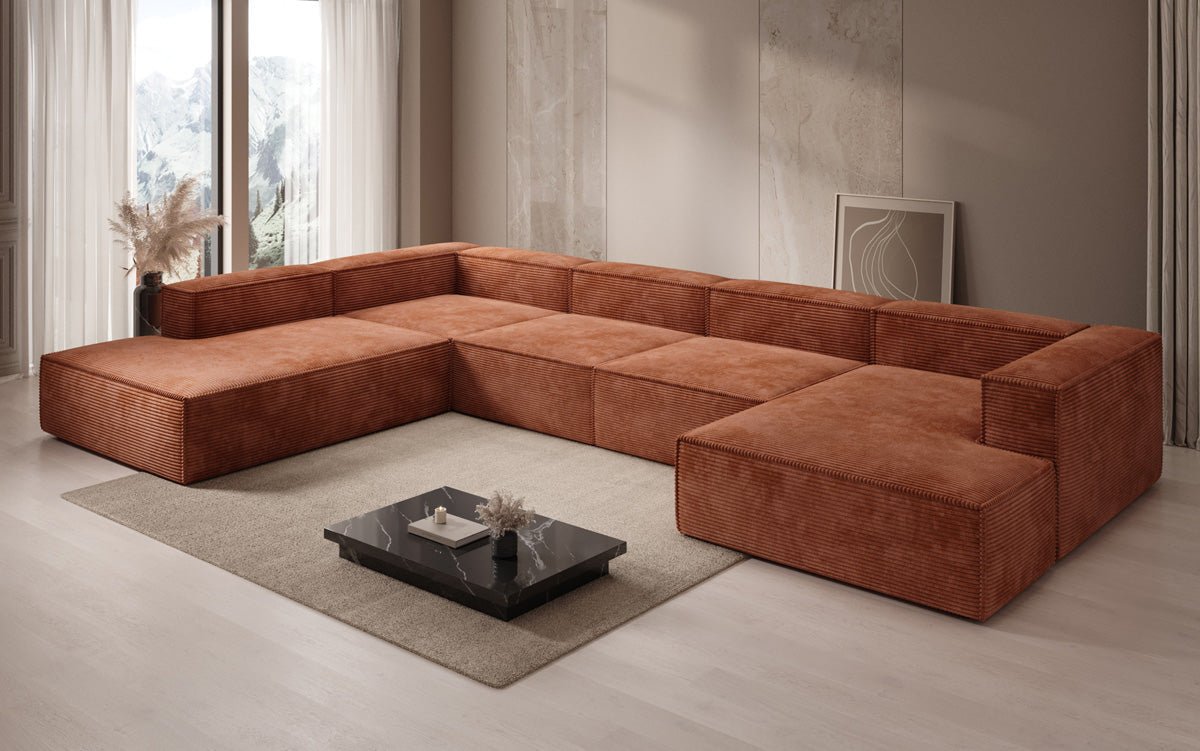 Designer Sofa Lesley U XXL in Cord