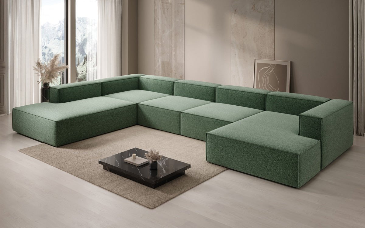 Dizajnová sedačka Lesley U XXL v štruktúrovanej látke