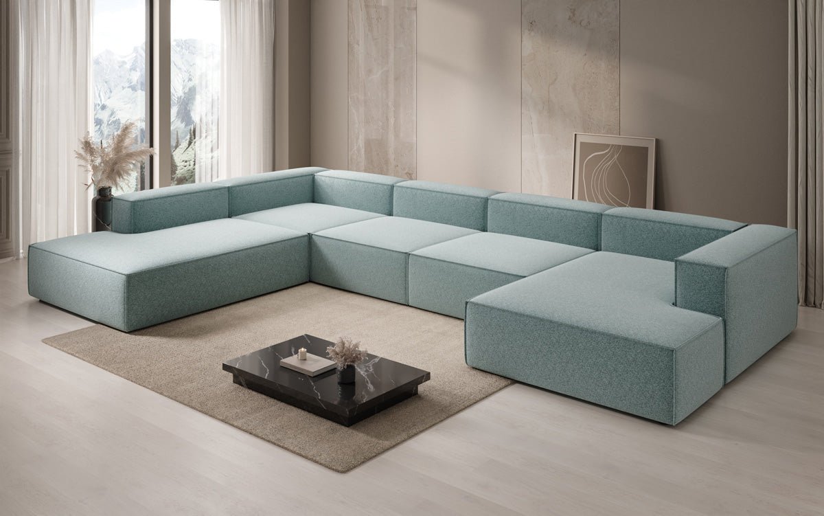 Dizajnová sedačka Lesley U XXL v štruktúrovanej látke