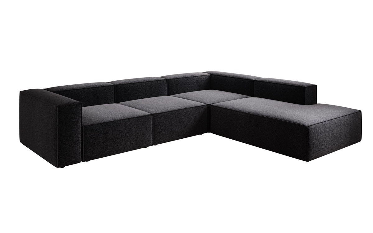 Dizajnová pohovka Lesley L s dlhou otomanou v štruktúrovanej tkanine