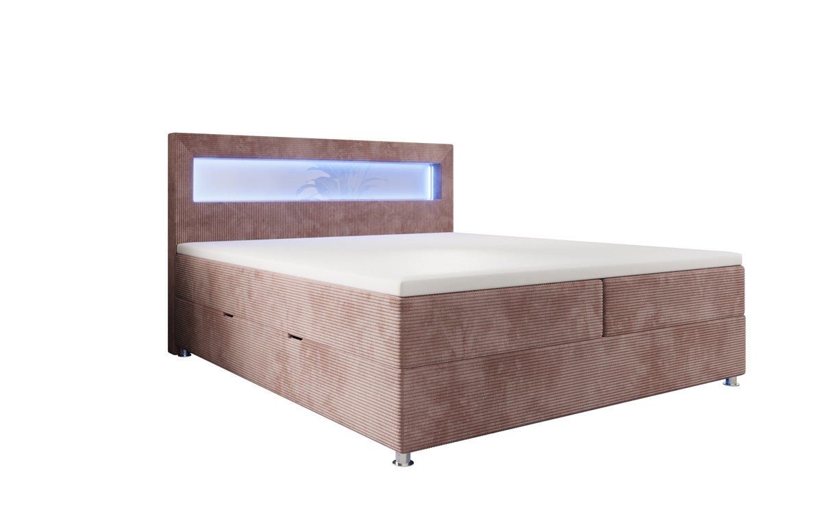 Boxspringbett Relax s LED, úložným priestorom a USB/C v kordovine