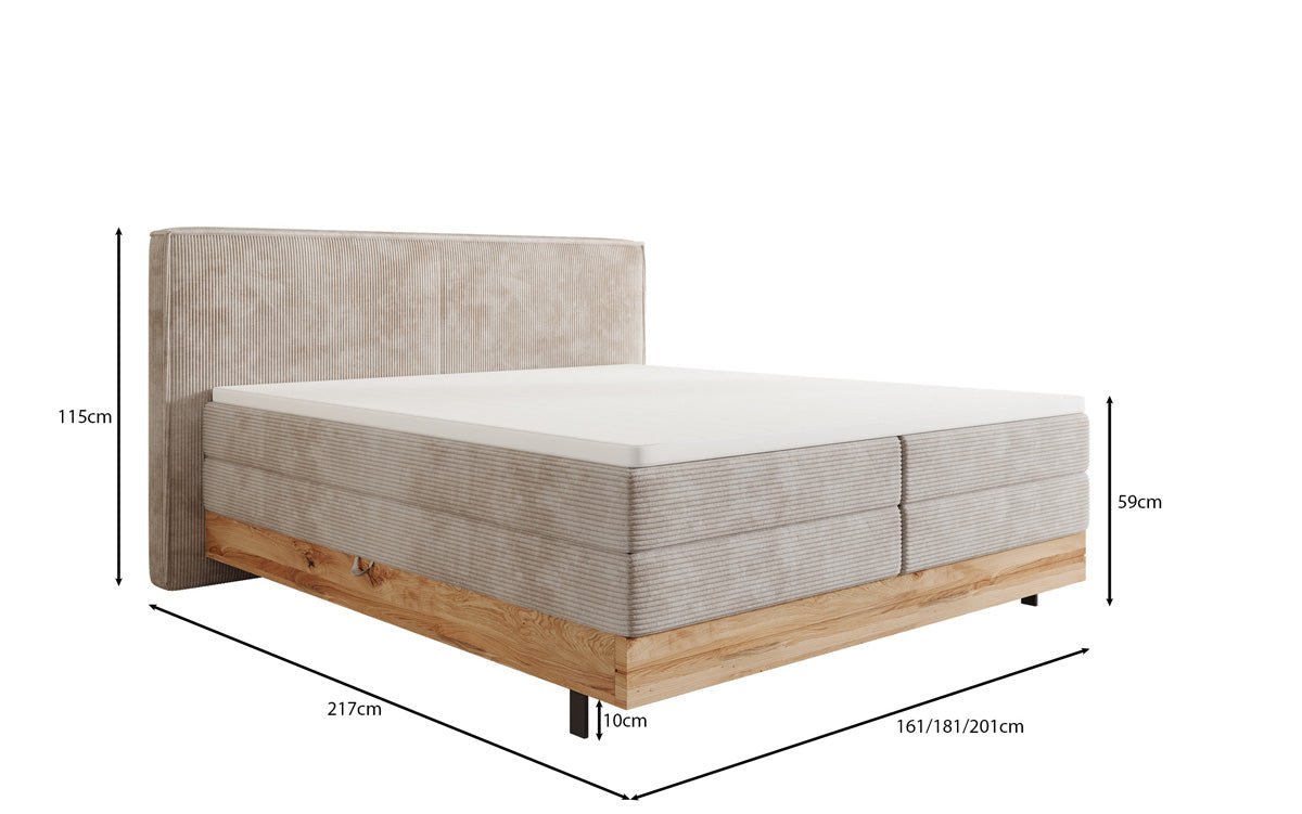 Drevená posteľ/Boxspring posteľ Nero s úložným priestorom v kordovom prevedení