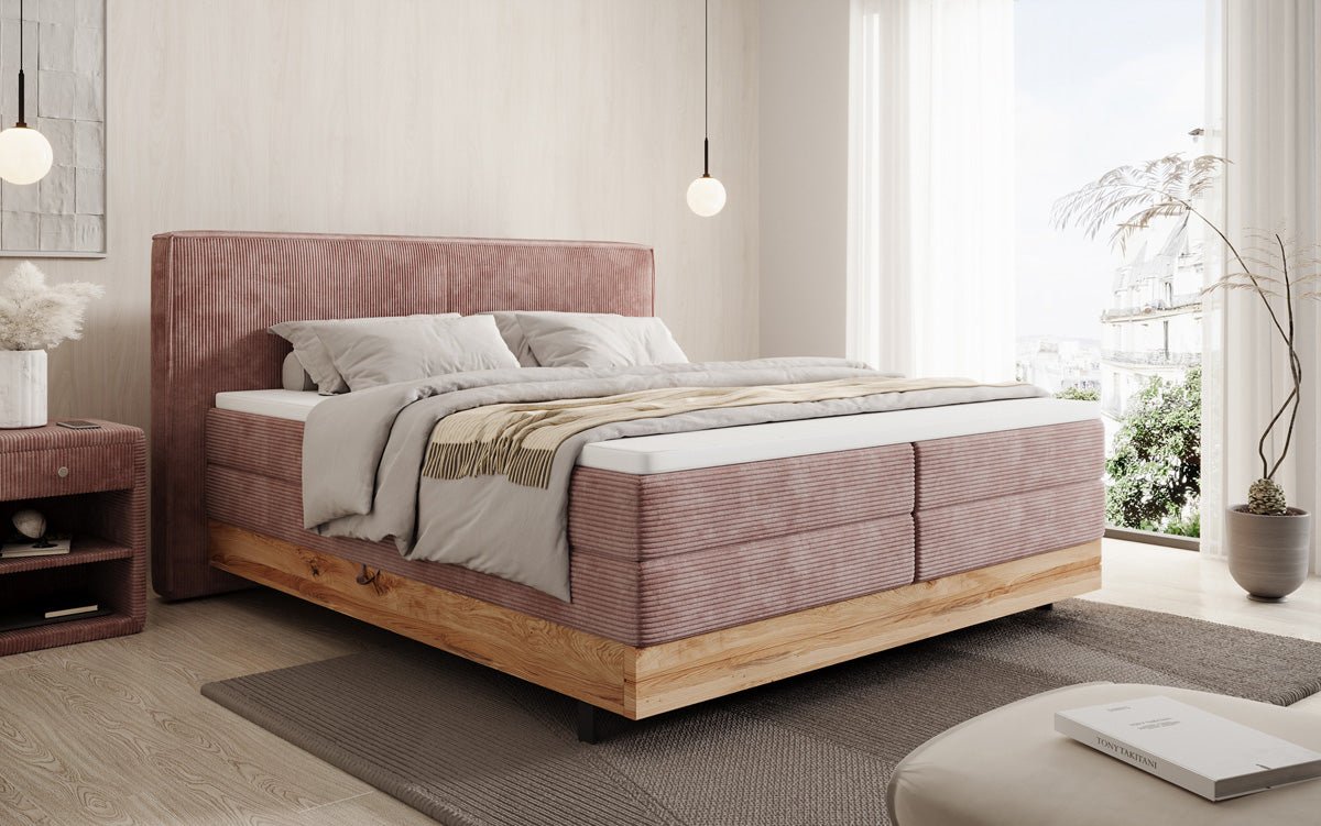 Drevená posteľ/Boxspring posteľ Nero s úložným priestorom v kordovom prevedení
