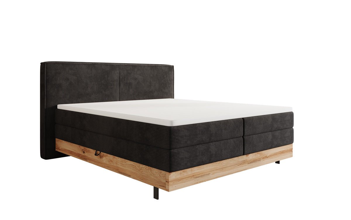 Drevená posteľ/Boxspring posteľ Nero s úložným priestorom v kordovom prevedení