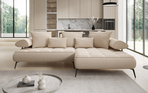 Designer Ecksofa Sydney II Bouclé mit elektrischer Schlaffunktion