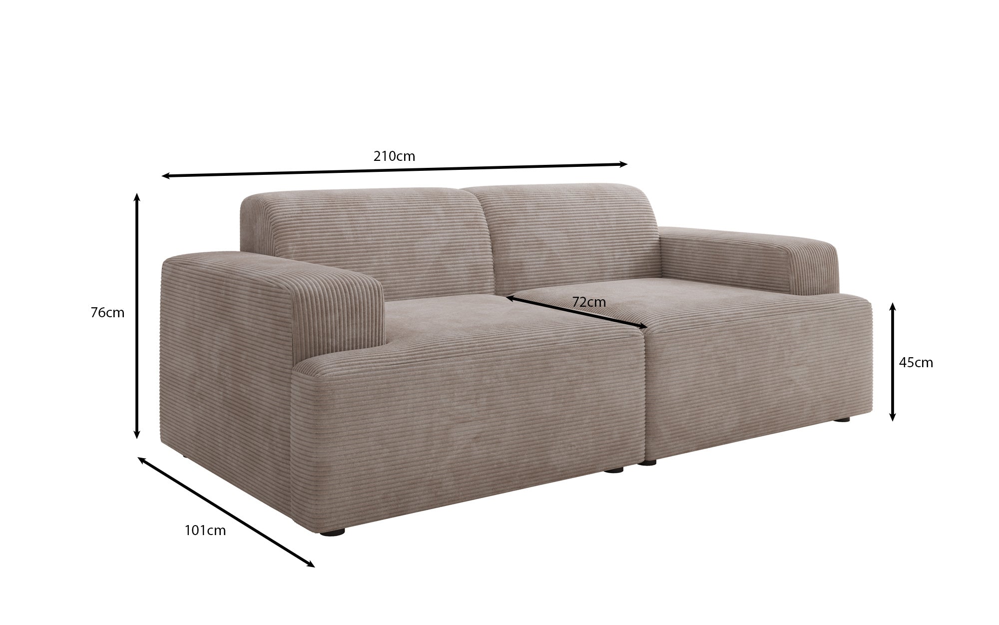 Designer 2 Sitzer Sofa Monza  in Cord