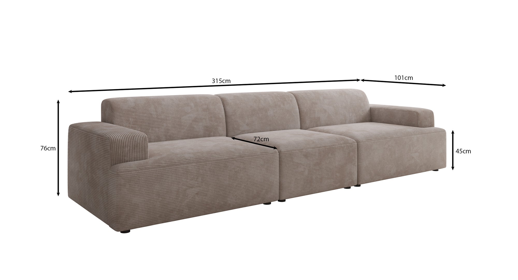 Designer Sofa Monza 3 Sitzer XXL in Cord