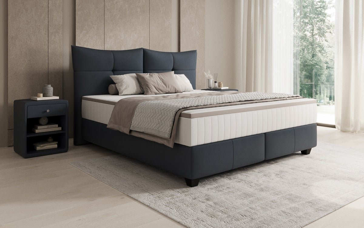 Boxspring posteľ Veyora v pravom koži