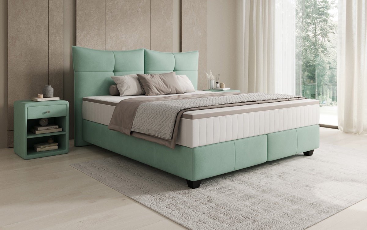 Boxspring posteľ Veyora v pravom koži