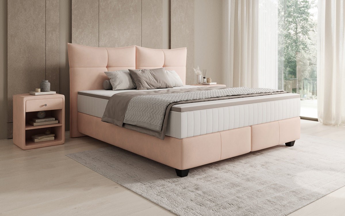 Boxspring posteľ Veyora v pravom koži