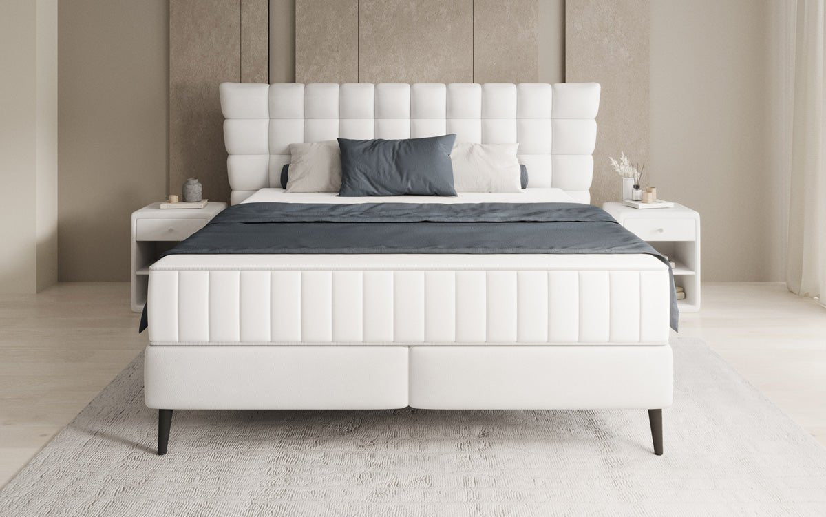 Boxspring posteľ Alvion v pravom koži