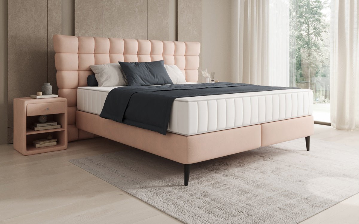 Boxspring posteľ Alvion v pravom koži