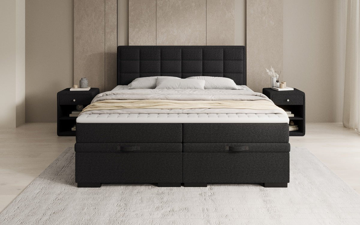 Boxspring posteľ Alessia s úložným priestorom v Teddy Bouclé