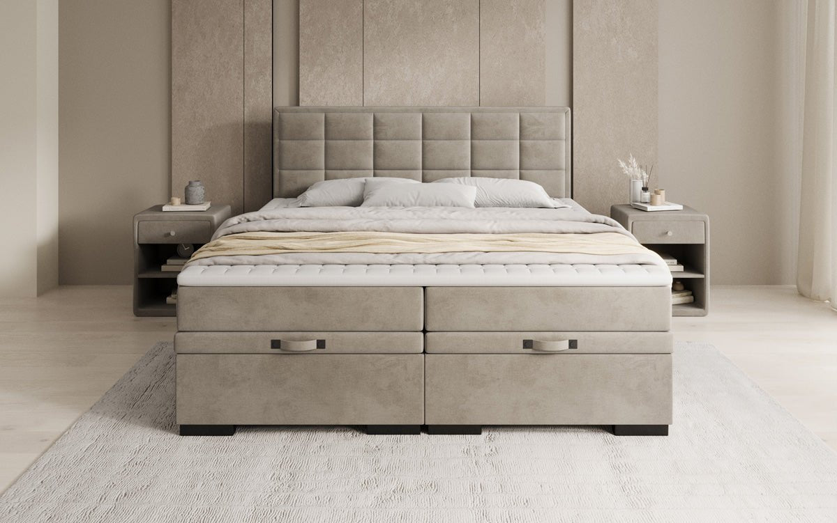 Boxspring posteľ Alessia s úložným priestorom v semiši