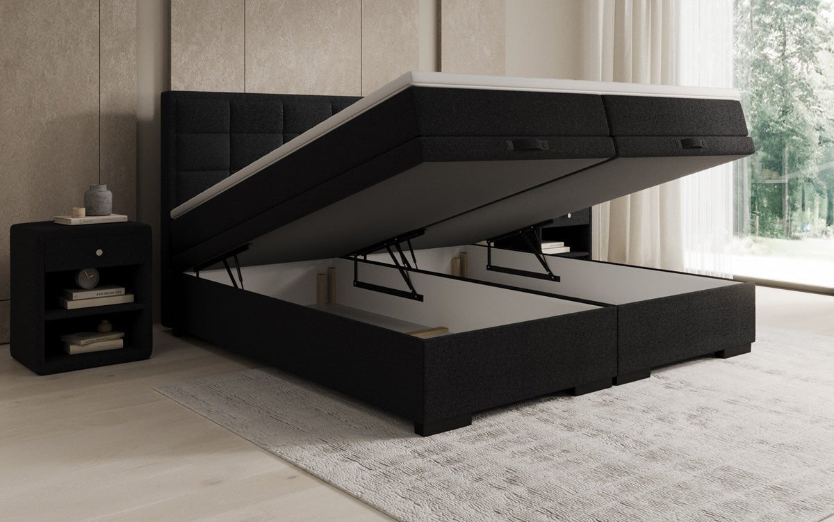 Boxspring posteľ Alessia s úložným priestorom v Teddy Bouclé