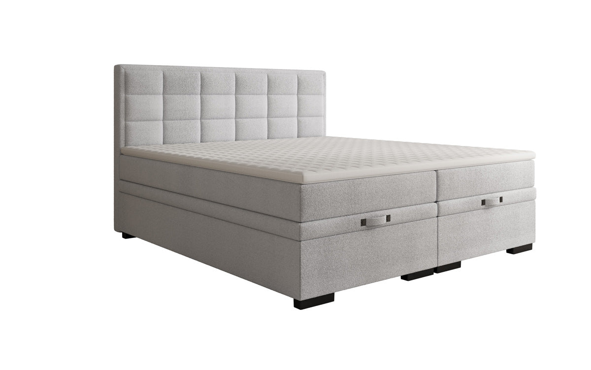 Boxspring posteľ Alessia s úložným priestorom v Teddy Bouclé