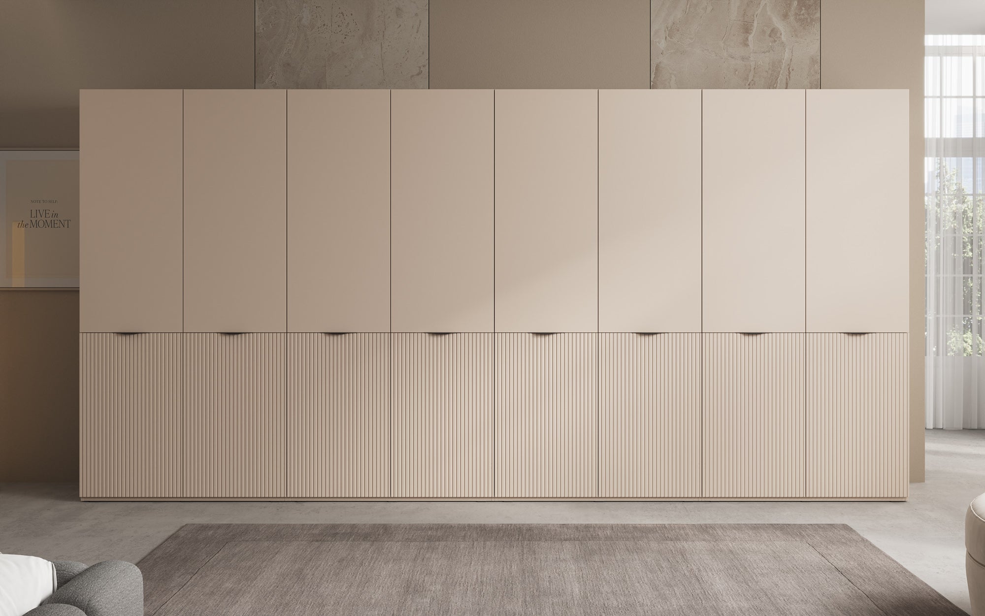 Modulo Faro XL – Štvormodulová dizajnová skriňa na oblečenie so štruktúrovaným MDF čelom