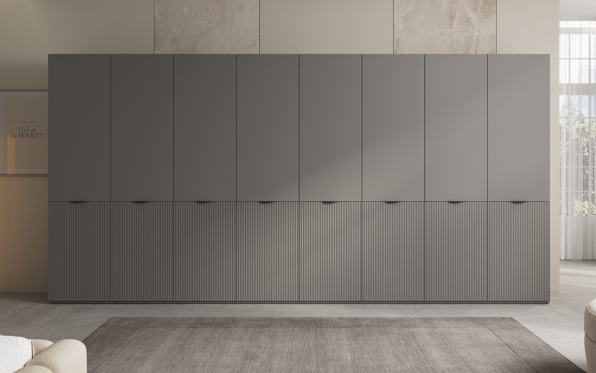 Modulo Faro XL – Štvormodulová dizajnová skriňa na oblečenie so štruktúrovaným MDF čelom